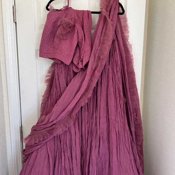 Magenta pink lengha saree - Picture 2 of 2